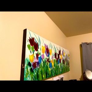 2 extra long acrylic paintings of tulips/flowers